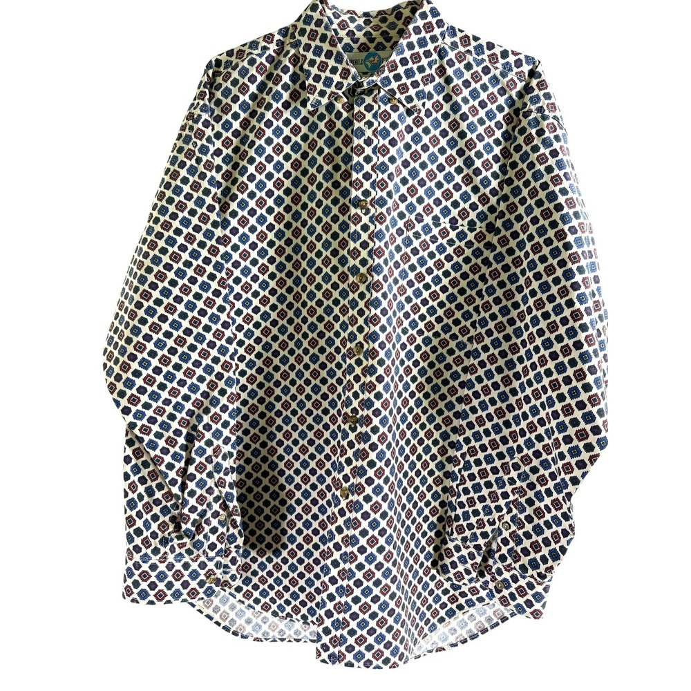 World Island Mens Casual Shirt Long Sleeve Size XL 100% Cotton Collared